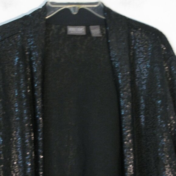 Additions by Chico's Size 3 XXL Black Sequin Kimono Vest Open Front Elegant EUC - Picture 2 of 5